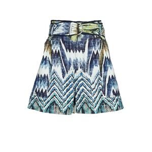 Chufy Nino High-Waisted Belted Chevron Paperbag Shorts Calvi Blue XS